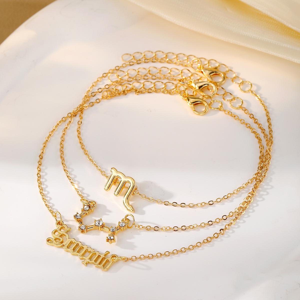 欧美爆款镶钻十二星座脚链套装女亚马逊跨境时尚卡片风高级感饰品详情34