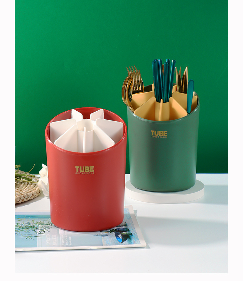 Draining chopstick holder, a simple and multi-functional Japanese-style kitchen storage chopstick cage with plastic compartments for spoons, forks and chopsticks pic 14