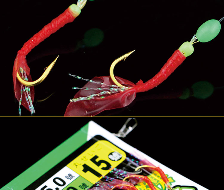 Red rubber hook, rubber hook, Golden ball World bionic string hook, small string hook, upward-mouthed special fish skin hook, fishing gear, fish hook wholesale pic 22