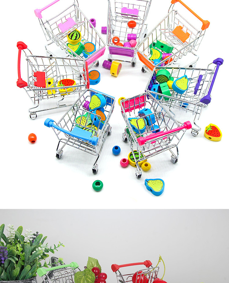 新品创意儿童迷你小仿真超市购物车小手推车过家家模型玩具收纳车详情2