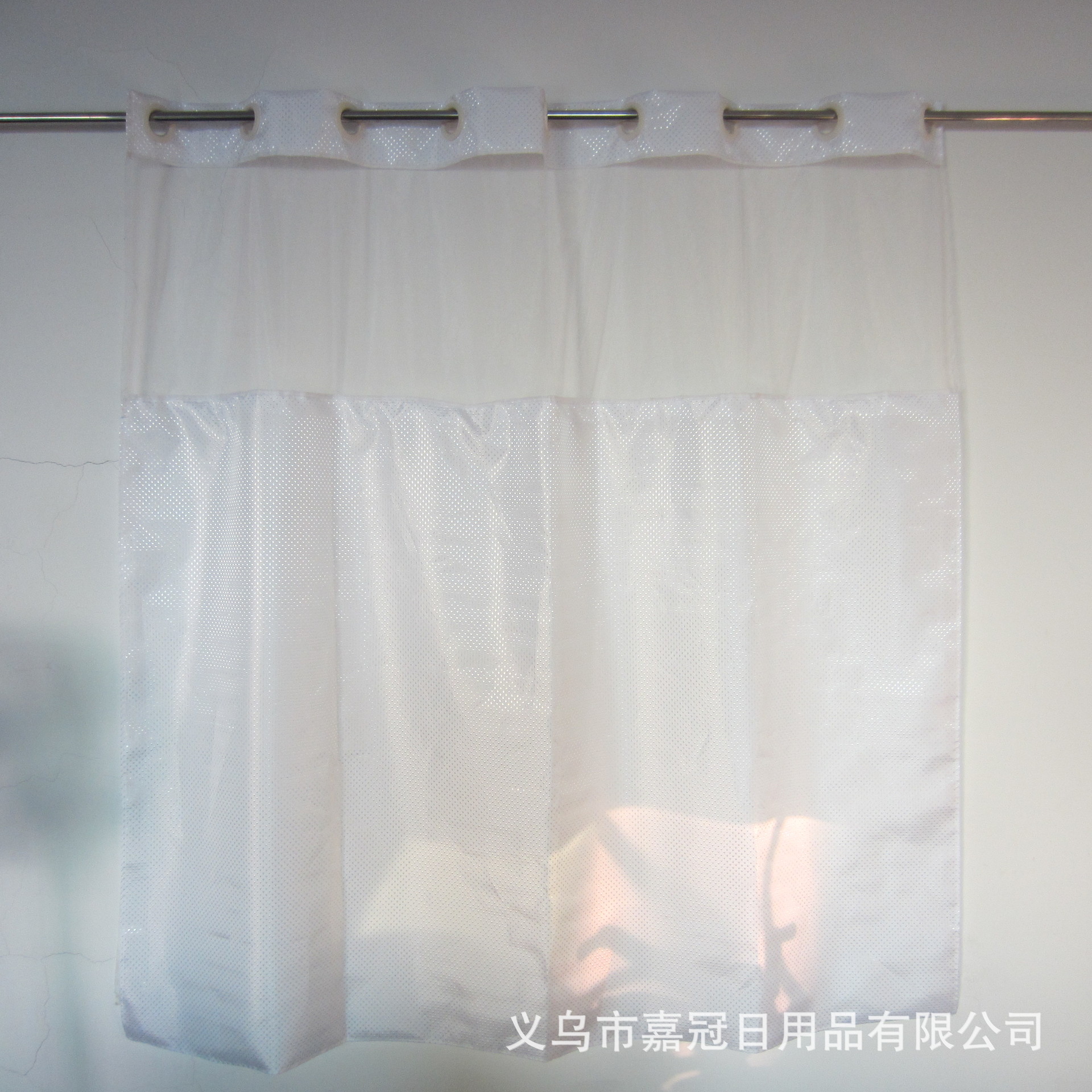 Custom-made polyester Waffle large ring solid color bath curtain with double-layer inner lining, detachable and washable pic 3