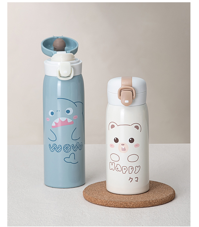 New creative and cute expression bouncy insulated cup, 304 stainless steel student couple cartoon cute direct drinking water cup pic 7