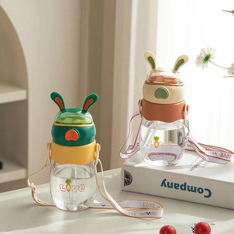 昌诺 可爱超萌兔子卡通塑料水杯儿童上学幼儿园专用2023新款学生吸管杯 塑料杯详情8