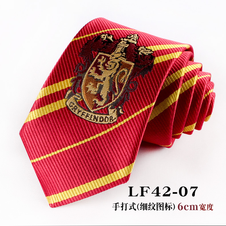 哈利波特领带格兰芬多斯莱特林拉文克劳赫奇帕奇学院条纹徽章领带详情16