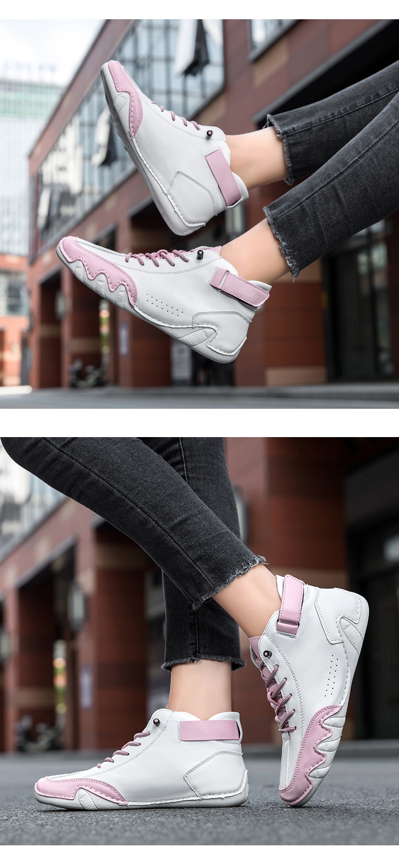 跨境独立站爆款女士马丁靴时尚拼色情侣鞋男女大码高帮休闲鞋短靴详情31