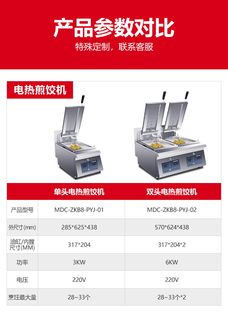 Chef mai comercial gyoza totalmente automático ingenio calefacción eléctrica de una cabeza doble cabeza máquina de gyoza japonesa boiler parche máquina de fritar cruda pic 8
