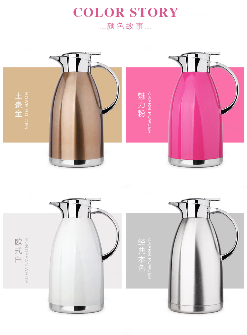 Stainless steel insulated kettle, vacuum hot water kettle, coffee kettle, European-style kettle, insulated bottle with water kettle, stainless steel European-style spiral high-end coffee kettle, super cold and heat preservation, vacuum technology for heat insulation and heat preservation pic 6