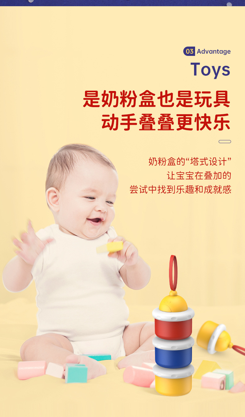 厂家直供 婴儿奶粉盒独立分层奶粉格便捷三层奶粉储存盒详情5