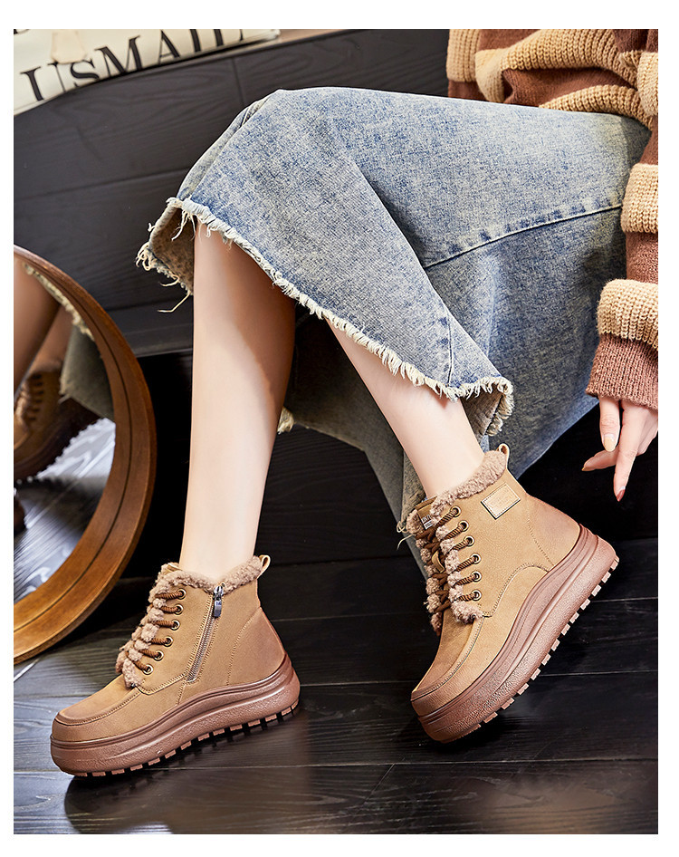 新款厚底雪地靴女2024冬季女士加绒保暖短靴女复古名族风百搭女靴详情31