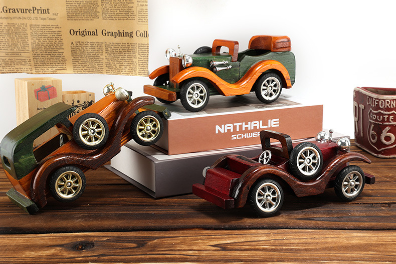 时尚复古木质车 8寸创意家居桌面摆件小汽车装饰模型摆件厂家批发详情9