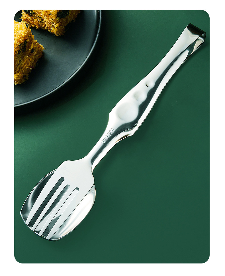 Mutual exchange 9-inch 304 stainless steel food tongs, bread tongs, barbecue tongs, food tongs, pastry tongs, dessert tongs, fruit tongs, public spoons, household soup spoons, serving chopsticks and spoons pic 12