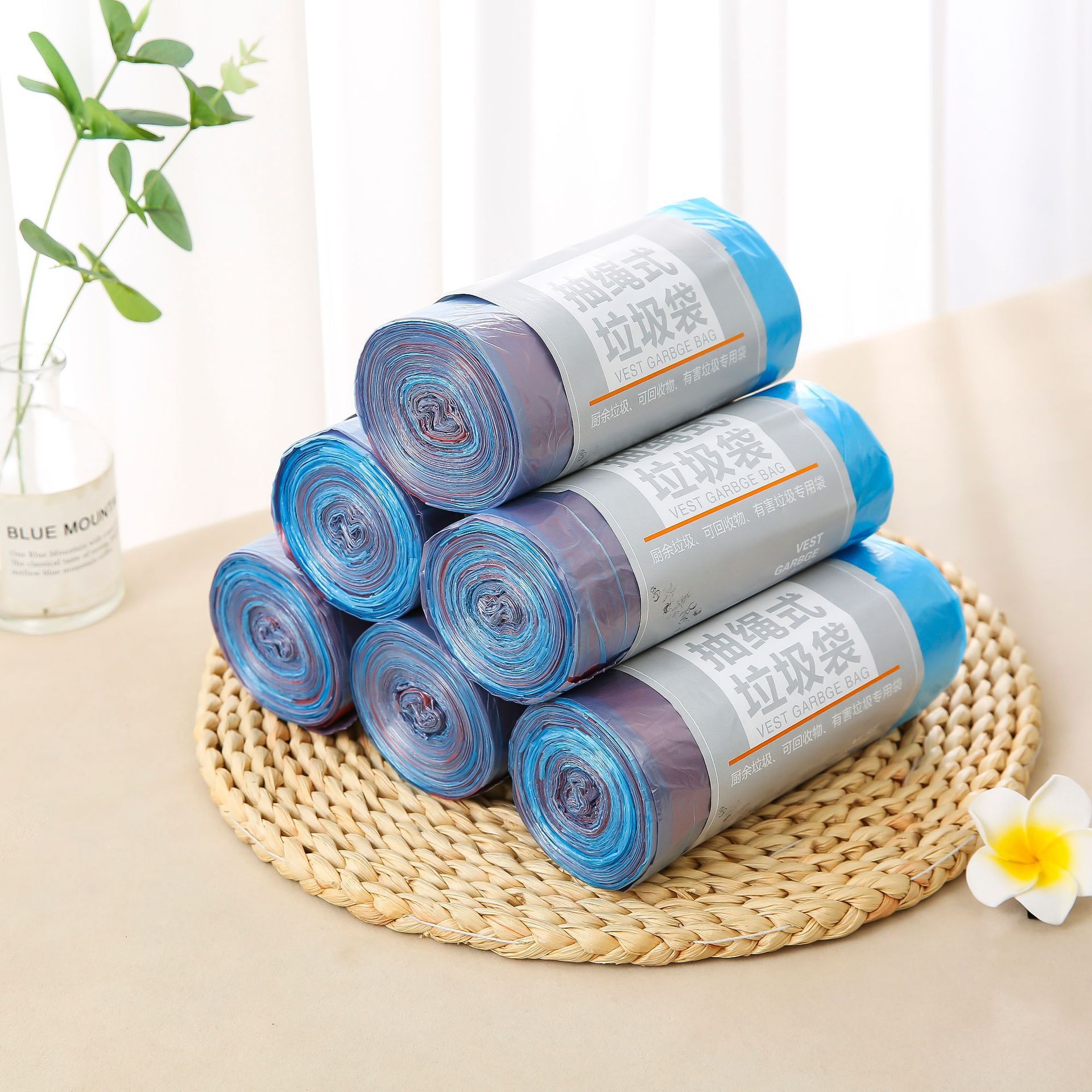 抽绳式大卷垃圾袋家用加厚厨房清洁袋黑色大号塑料袋量大现货批发详情3