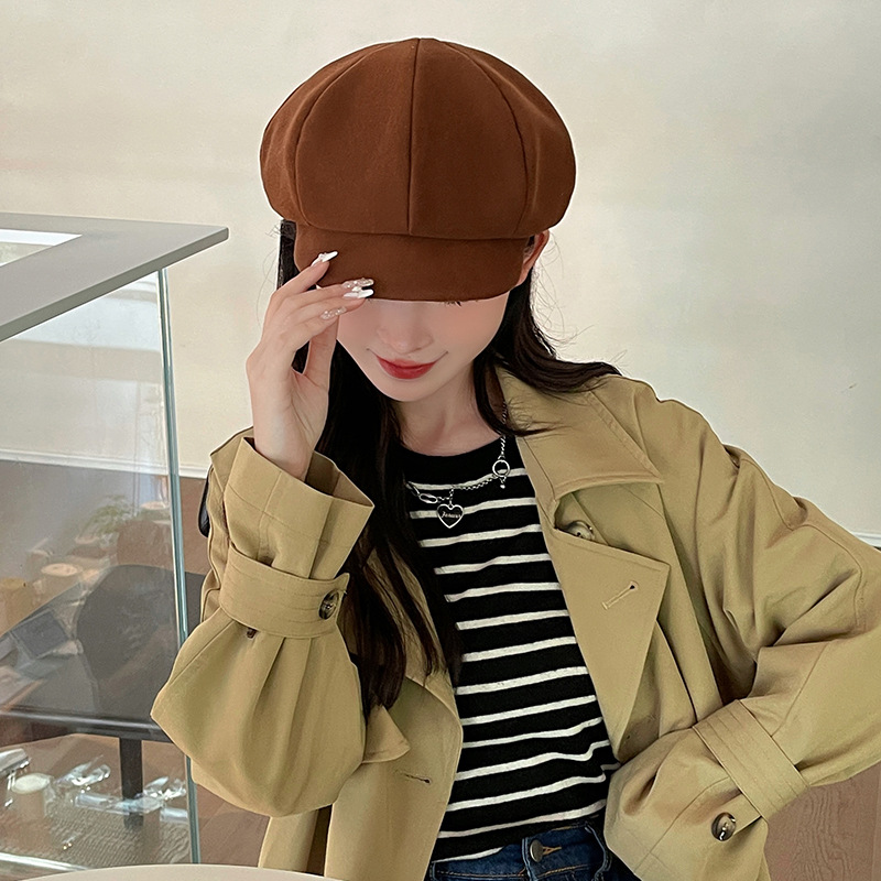 Otoño-invierno 2022 gorra de octagón niño japonés artes y artes sombrero de periódico versátil Señora Inglesa lengua de pato pintor boina pic 18
