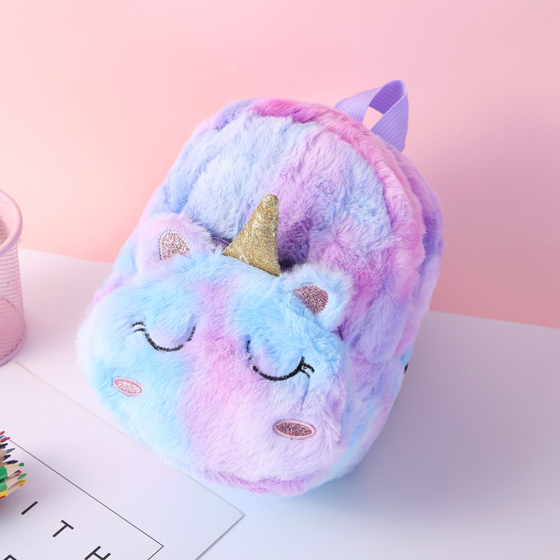 Unicorn独角兽毛绒小书包少女休闲背包双肩包可爱卡通幼儿 收纳包 pic 5