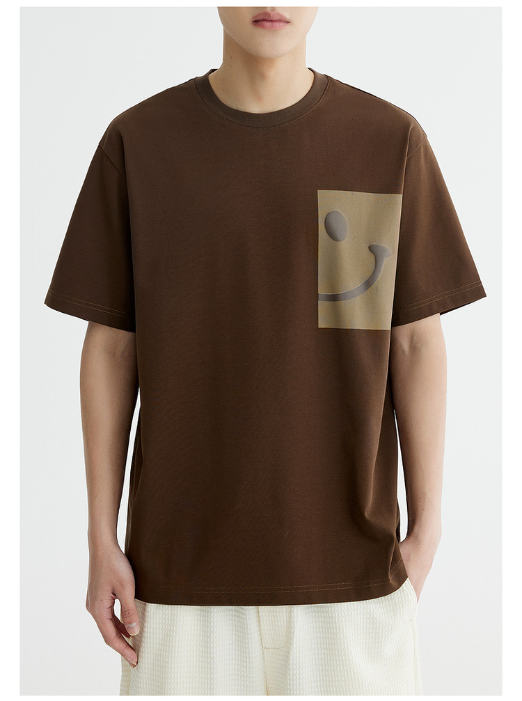 Quick-drying ice silk cotton cool and refreshing smiling short-sleeved T-shirt for men 2024 summer slightly loose and trendy half-sleeved T-shirt pic 20
