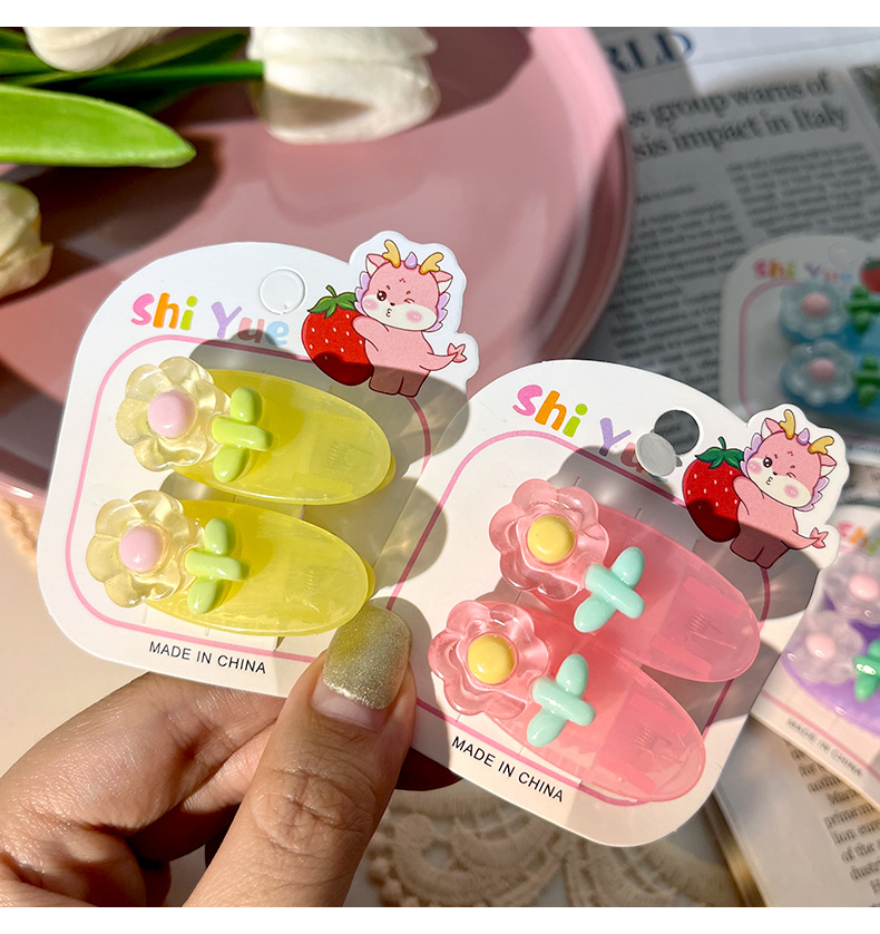 夏季花朵儿童发夹批货小女孩椭圆夹边夹碎发夹可爱学生小夹子头饰详情9