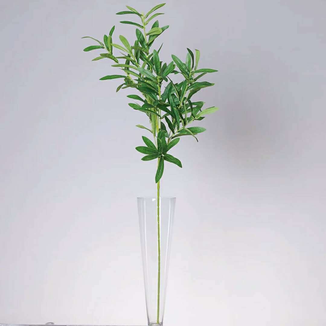 6-pronged olive branches, living room dining table, coffee table, vase, flower arrangement, wedding home flowers, wedding decoration, olive leaves pic 1