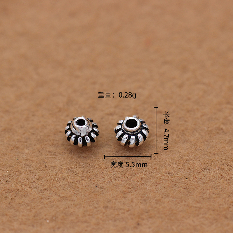 S925银灯笼隔珠DIY手工隔珠手链配件素银唯美麻花扁珠详情10