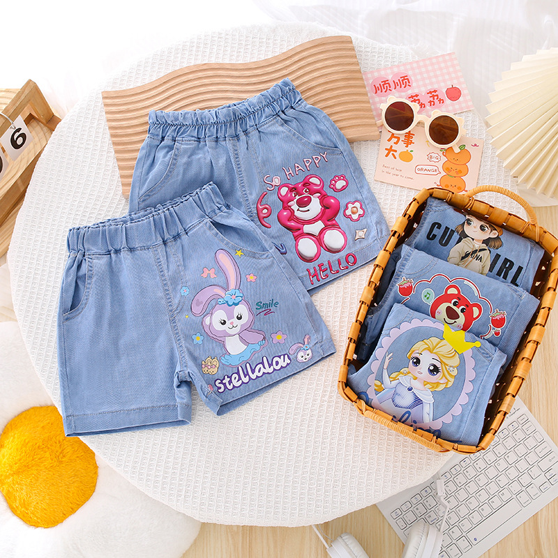 女童牛仔短裤儿童夏季薄款三分裤2023新款女宝宝洋气外穿宽松夏装详情2