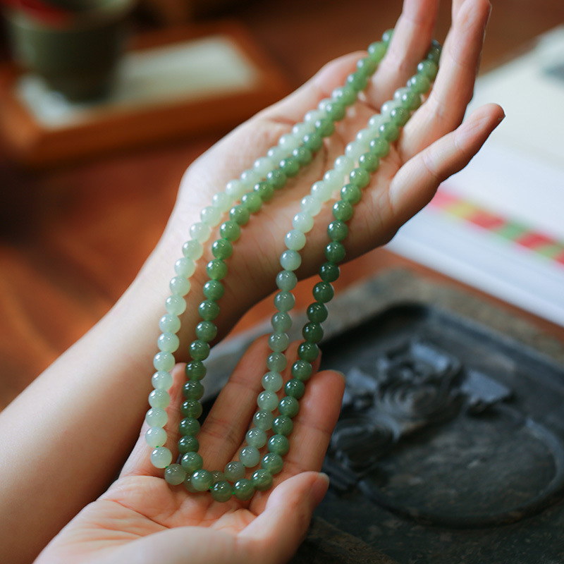 DIY Hetian jade accessories: round beads, loose beads, Qinghai material 108 Buddhist prayer beads, Hetian jade long chain accessories, crystal ornaments pic 12