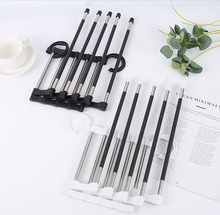 工厂直销 多功能不锈钢魔术裤架 防滑五合一多层收纳伸缩折叠衣架详情3