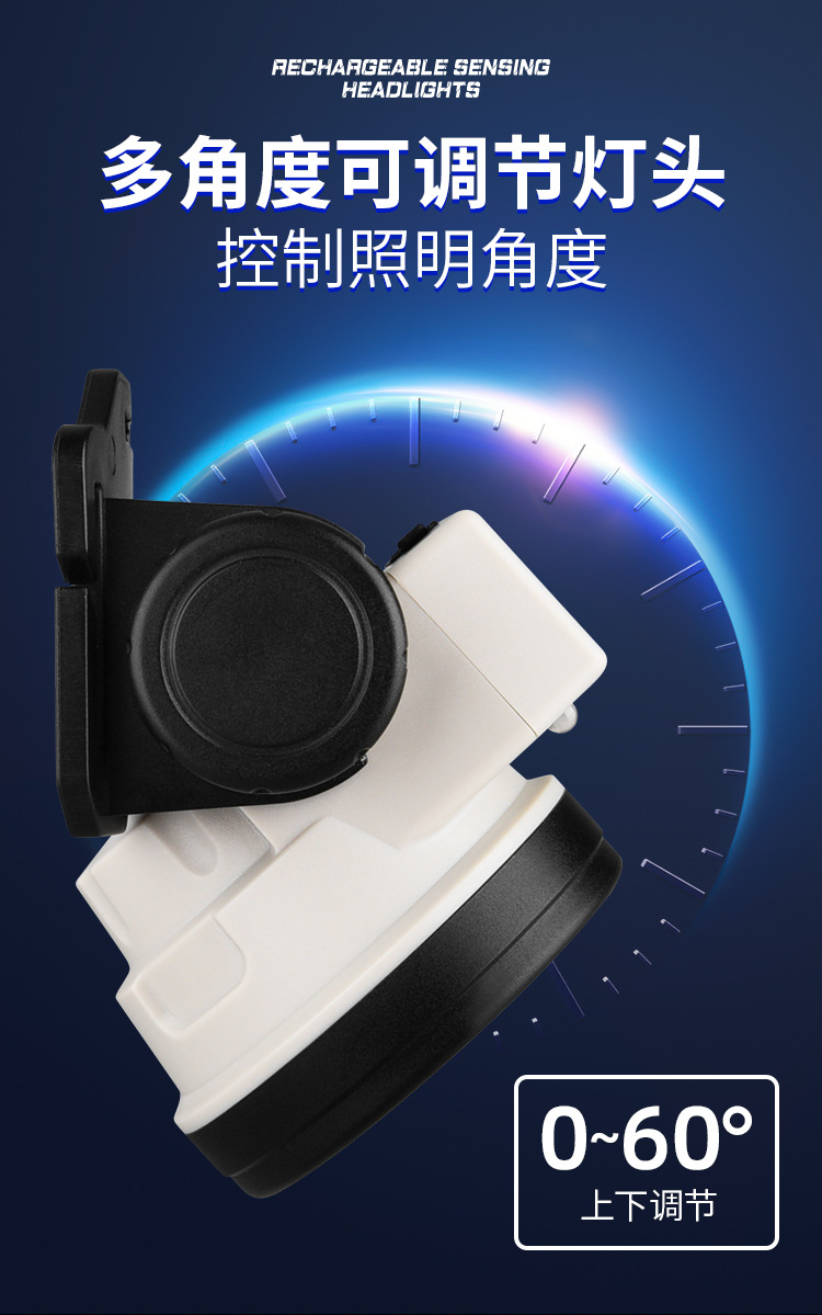 跨境智能感应头灯led户外强光usb充电轻便工作电筒夜钓跑步cob灯详情12