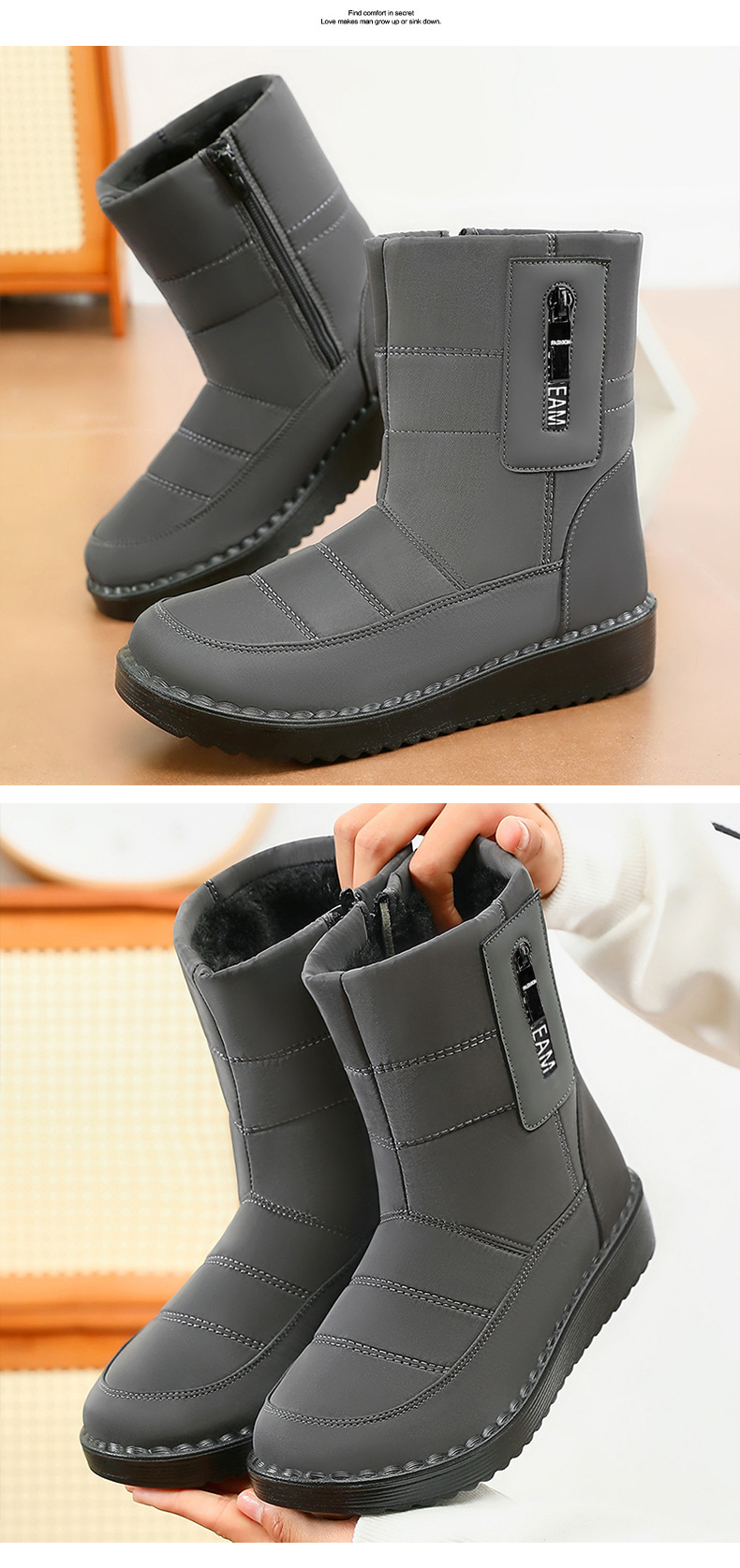 棉鞋女2024冬季新款保暖加厚雪地靴跨境代发户外舒适高筒棉靴女详情13