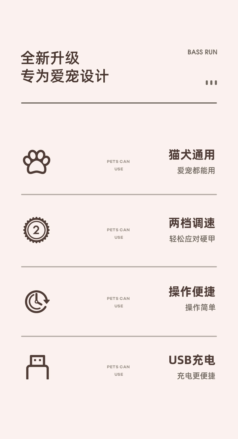 High-quality electric nail trimmers for pets, rechargeable nail clippers for cats, LED durable pet nail trimmers pic 2