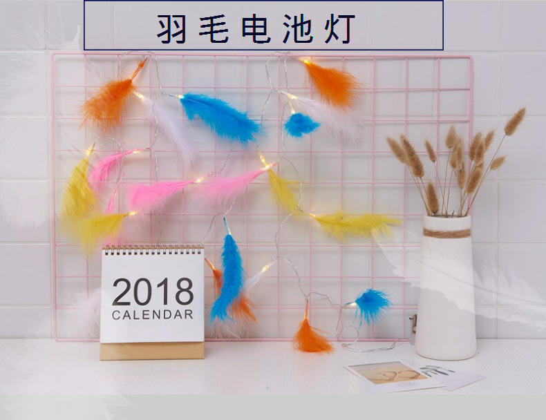 厂家直销LED羽毛灯串卧室电池灯串led圣诞婚庆家居装饰羽毛灯串详情1