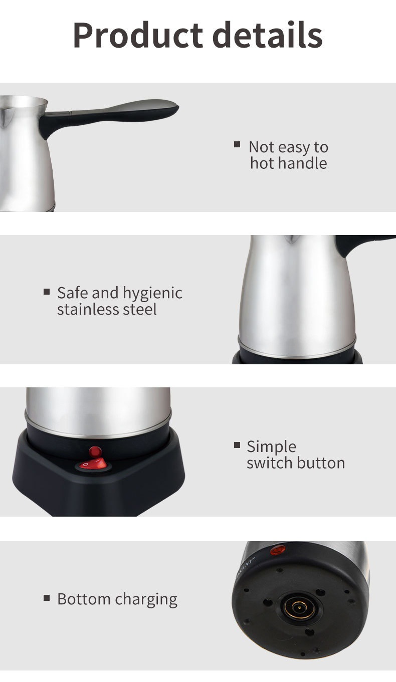 Stainless steel electric coffee pot, Turkish electric coffee pot, 0.5L stainless steel electric coffee pot factory price pic 7