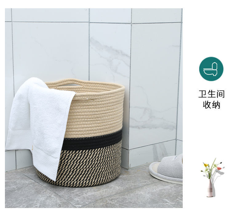 脏衣篮收纳仿藤编脏衣服玩具收纳筐轻奢脏衣桶家用洗衣篮编织篮子详情15