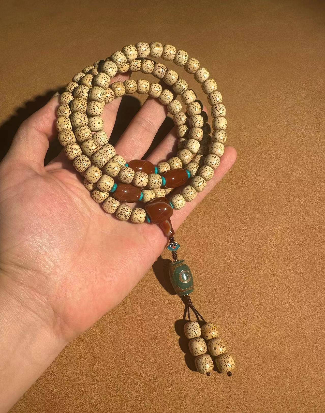 原生态星月菩提佛珠手串 星月菩提108颗佛珠海南黄金籽菩提念珠多圈手串玛瑙天珠文玩批发详情20