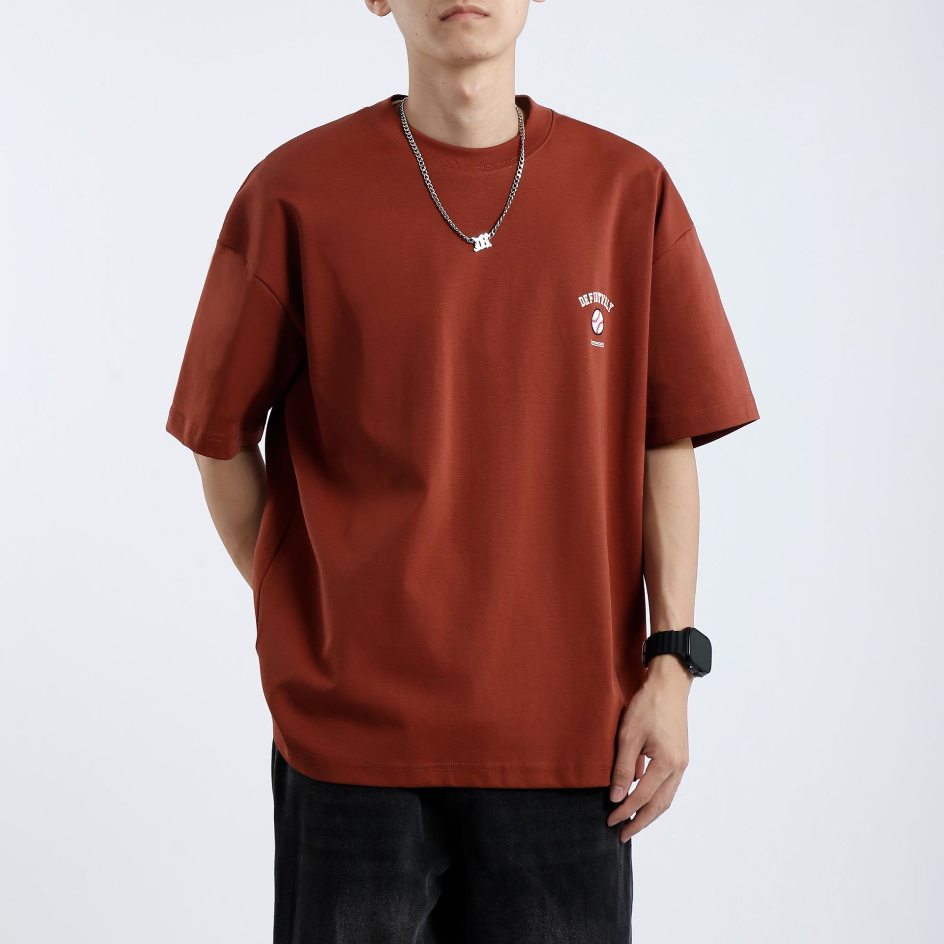 阿尔图220G重磅纯白印花短袖t恤男潮牌潮流夏季休闲宽松圆领上衣详情17