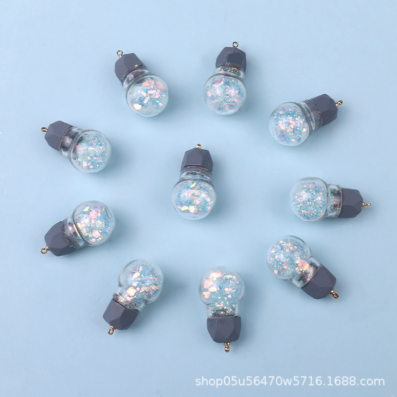 Resin glitter small light bulbs, pendants, earrings, necklaces, keychains, handmade materials, DIY jewelry, small accessories wholesale pic 7