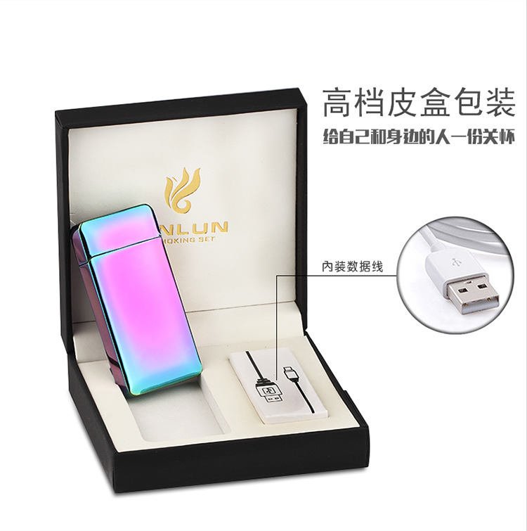 JL903光电感应充电打火机usb双电弧脉冲打火机锌合金防风点烟器详情5