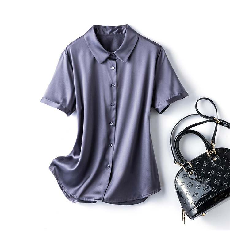 Silk short-sleeved shirt, a new summer professional shirt for women, with a unique design sense and a niche commuting top made of mulberry silk pic 47