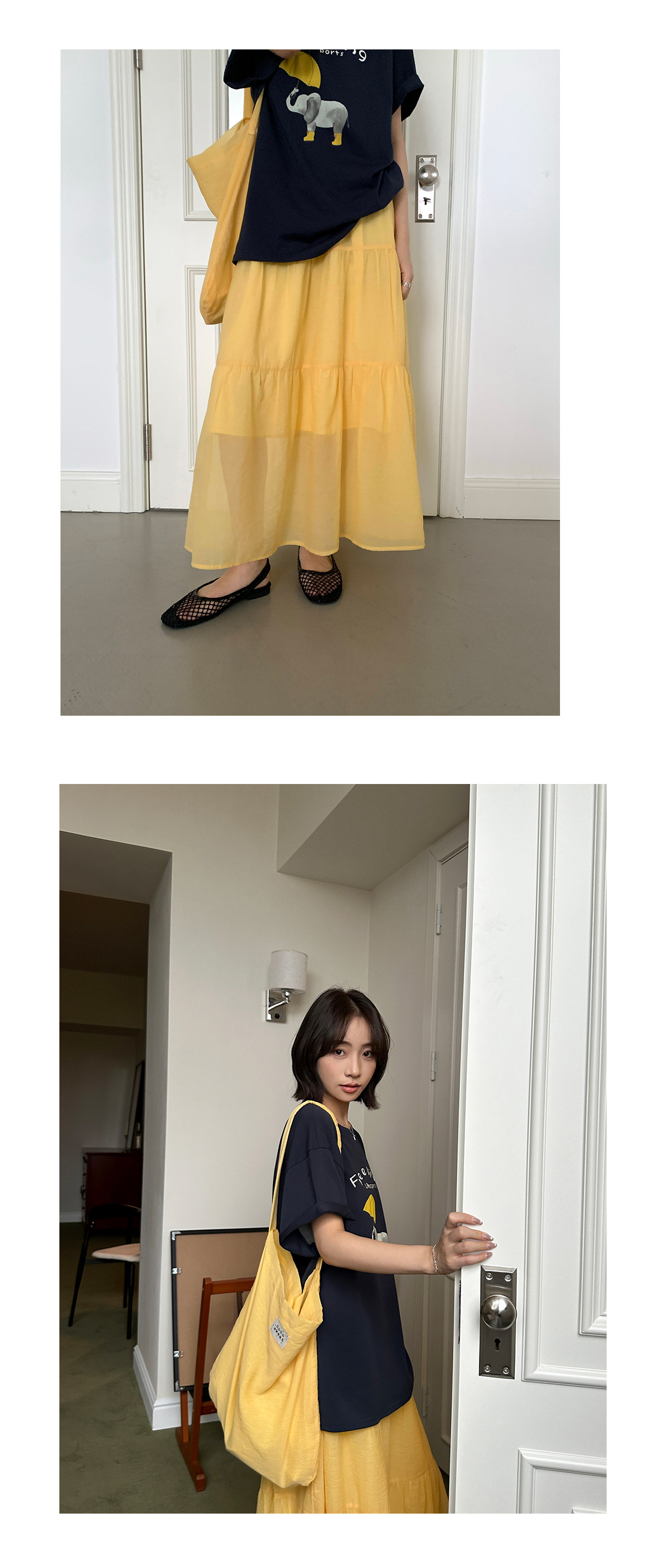 百搭日常松紧腰长款半身裙女广州十三行夏季新款氛围感宽松伞裙详情12