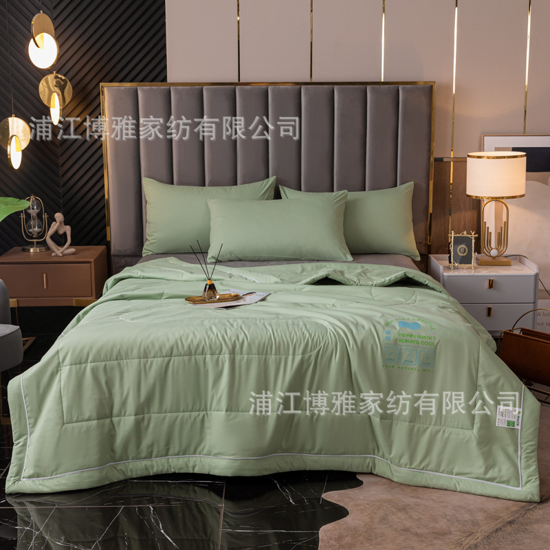 Wholesale high-density woven soy protein fiber summer air-conditioned quilts and reactive printing skin-friendly and breathable summer cooling quilts from the manufacturer pic 3
