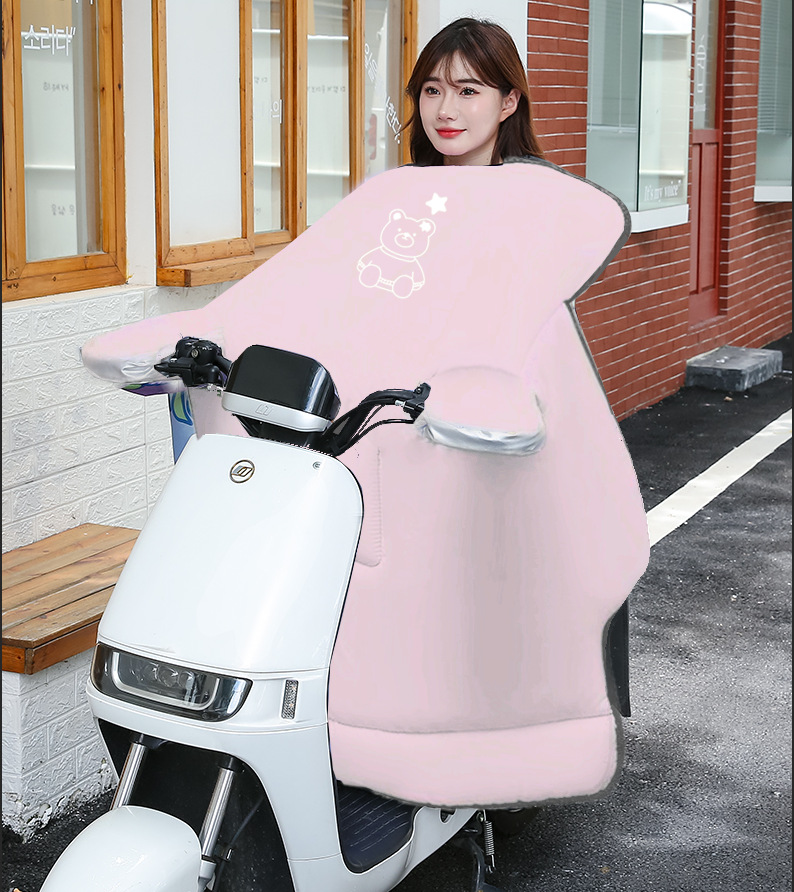 网红粉色少女心挡风被日系ins高颜值防风被冬季保暖骑行护身被套详情8