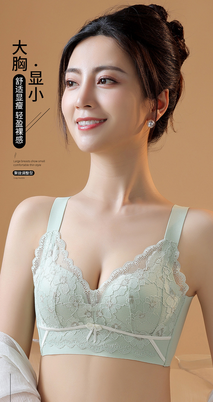 超薄款内衣女大胸显小胸文胸大码调整型聚拢收副乳矫正防下垂胸罩详情1