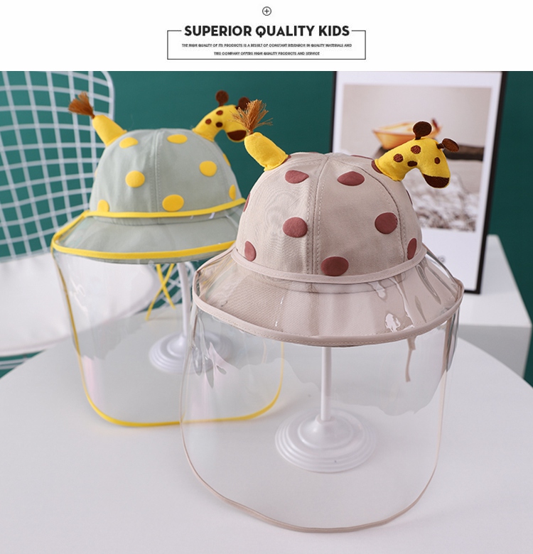 婴儿防护帽子防飞沫头罩脸罩面罩儿童防护帽宝宝防唾液可拆渔夫帽详情4
