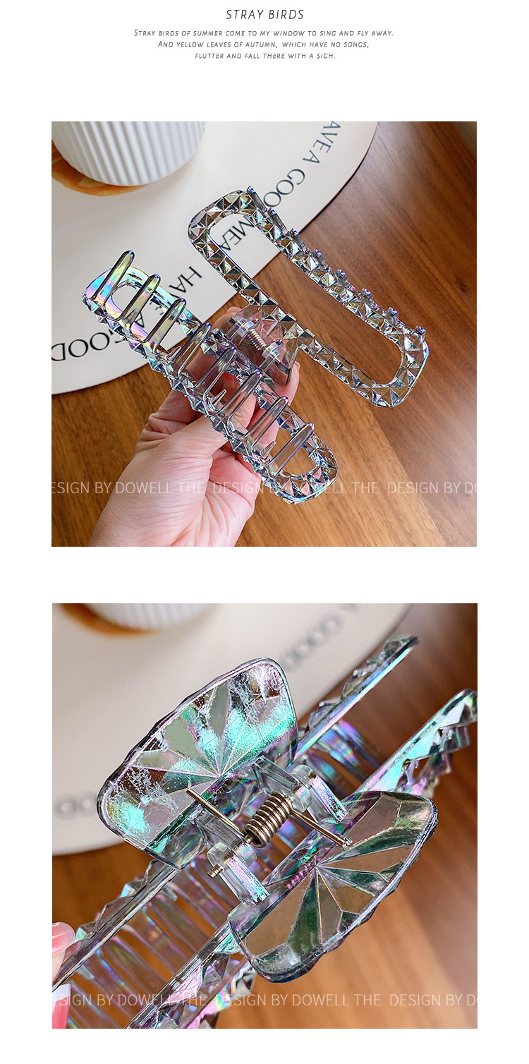 Dowei Accessories Korean version, dazzling colors, high-end, shiny large scratch-off clip, light luxury, back head updo, shark clip, hair clip pic 10