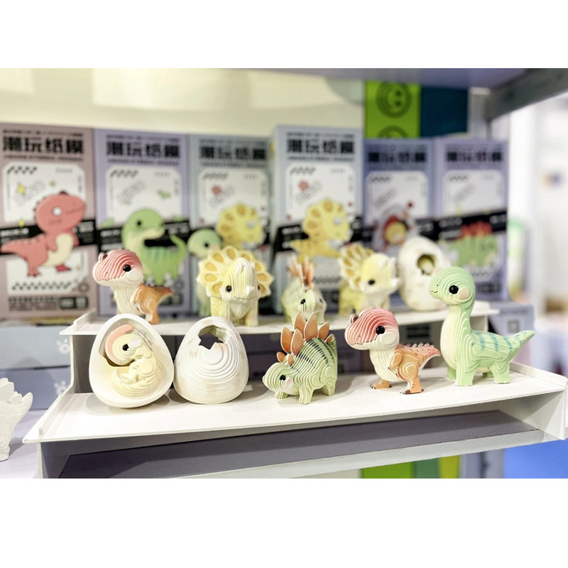 恐龙纸质3D立体拼图小学生手工益智DIY纸拼模潮玩盲盒拼装玩具详情9