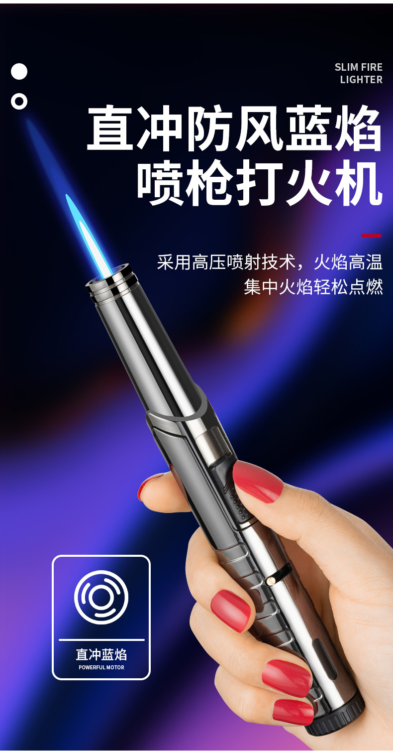 Simple moxibustion windproof lighter, cigar red mini compact high-temperature resistant creative inflatable Wenzhou lighter pic 13