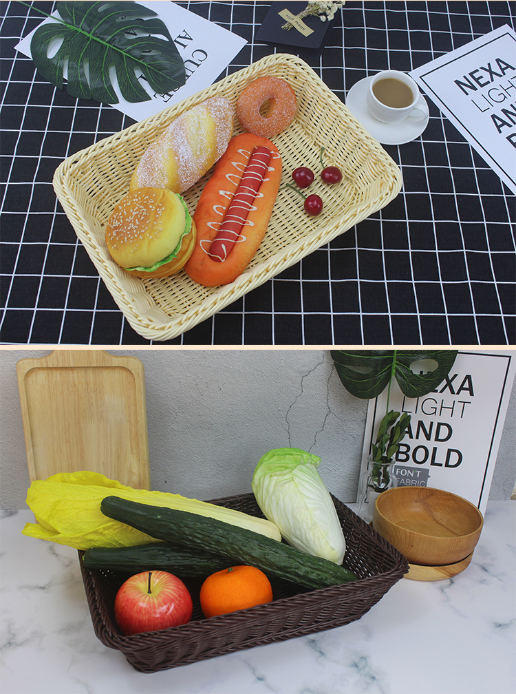 Imitation rattan basket storage basket, bread basket, fruit basket, supermarket rattan basket display basket, plastic woven basket pic 7