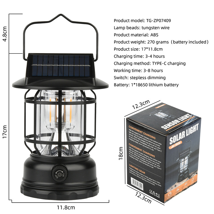 The solar-powered portable camping lamp can be charged by solar energy pic 12