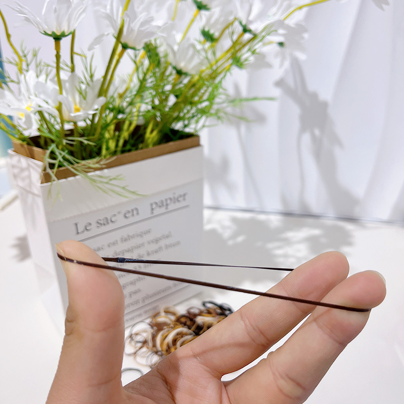 儿童一次性皮筋不伤发宝宝扎头橡皮筋高弹耐用小皮筋头绳咖色详情7