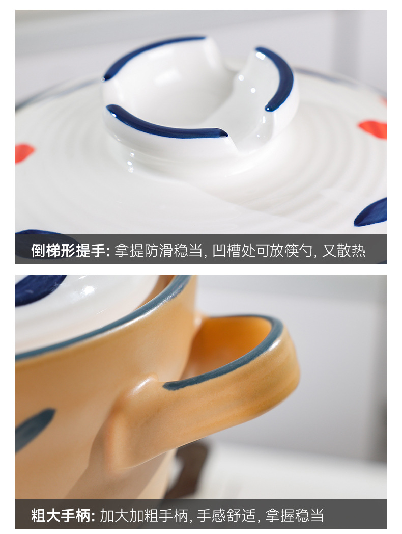 Retro clay pot stew pot for making soup, household open flame high-temperature resistant gas stove, special ceramic Japanese-style clay pot and tile pot pic 12