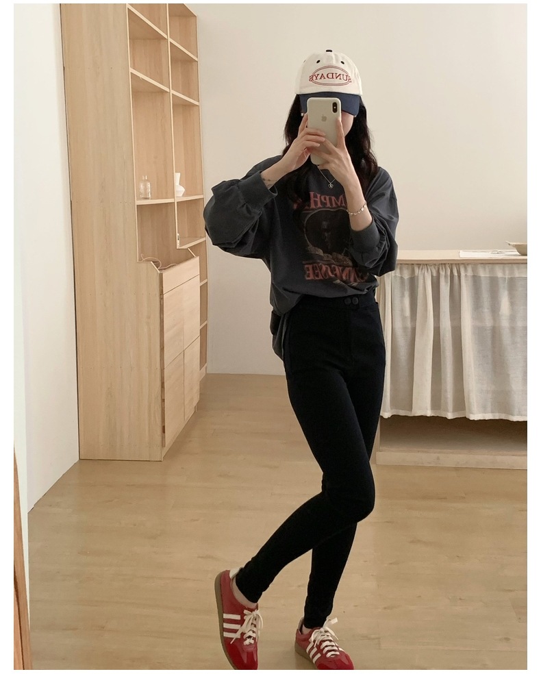 黑色打底小黑裤女秋季外穿2023新款紧身铅笔春秋魔术裤小脚牛仔裤详情19