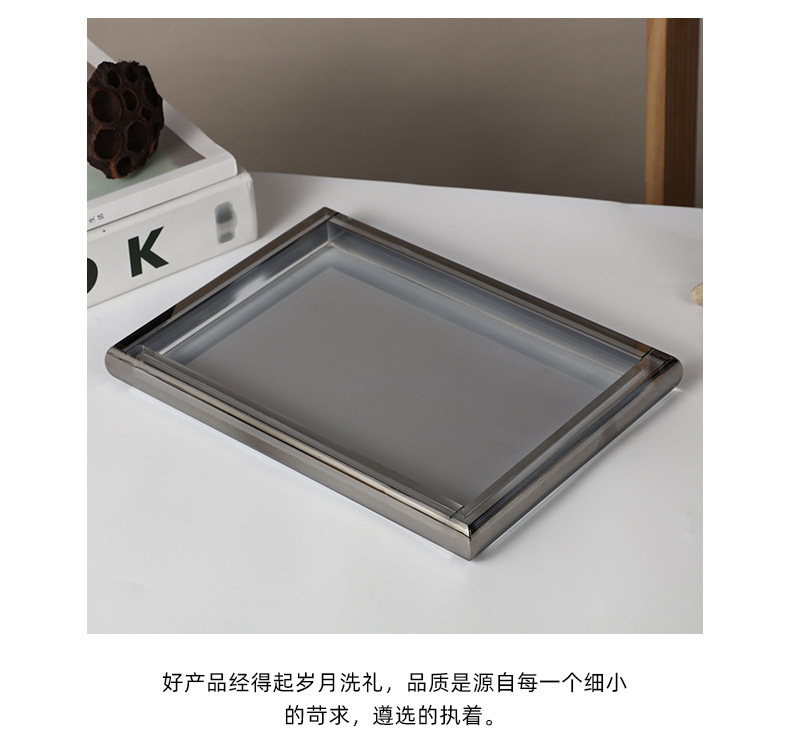 水晶玻璃托盘轻奢长方形托盘家用放茶杯水杯茶盘果盘商用带把手详情13